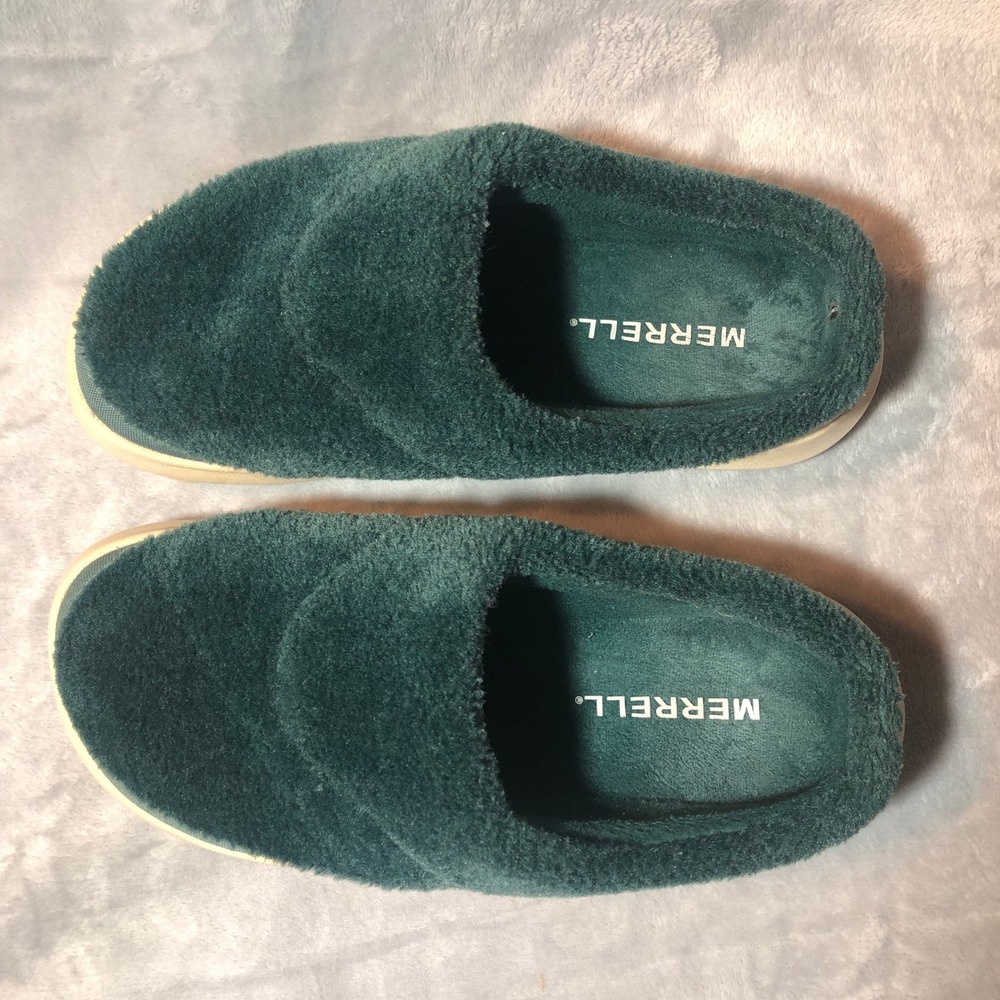 Merrell Hut Moc 2 Cozy Slides Womens 8 Hunter Green Fleece Slip On Mules Shoes - Picture 5 of 16